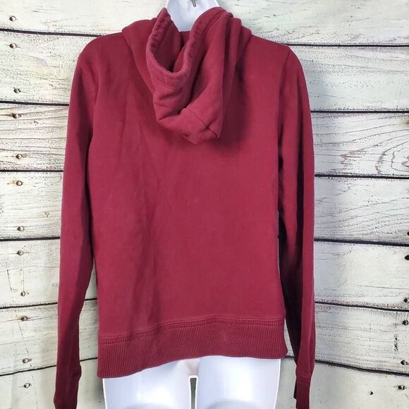 Aeropostale Women’s Pullover Hoodie XL Maroon Chenille Logo Kangaroo Pocket - Picture 2 of 6